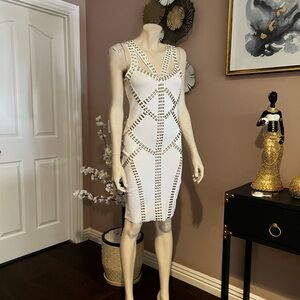 Chic White Studded Mini Dress